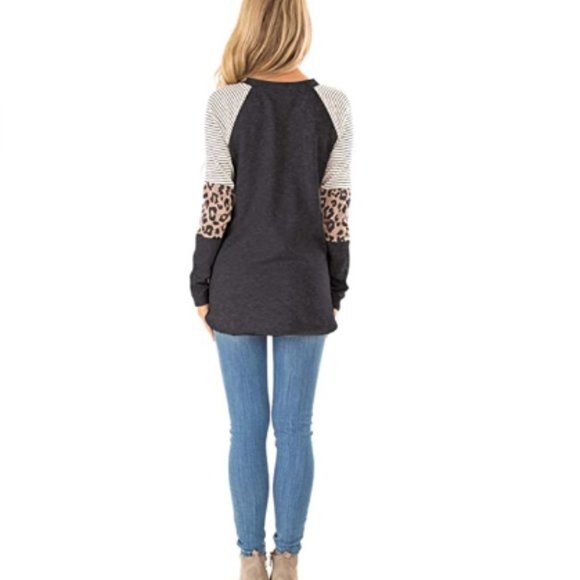 Women Long Sleeve Tunic Blouse Round Neck T Shirt - Picture 3 of 6